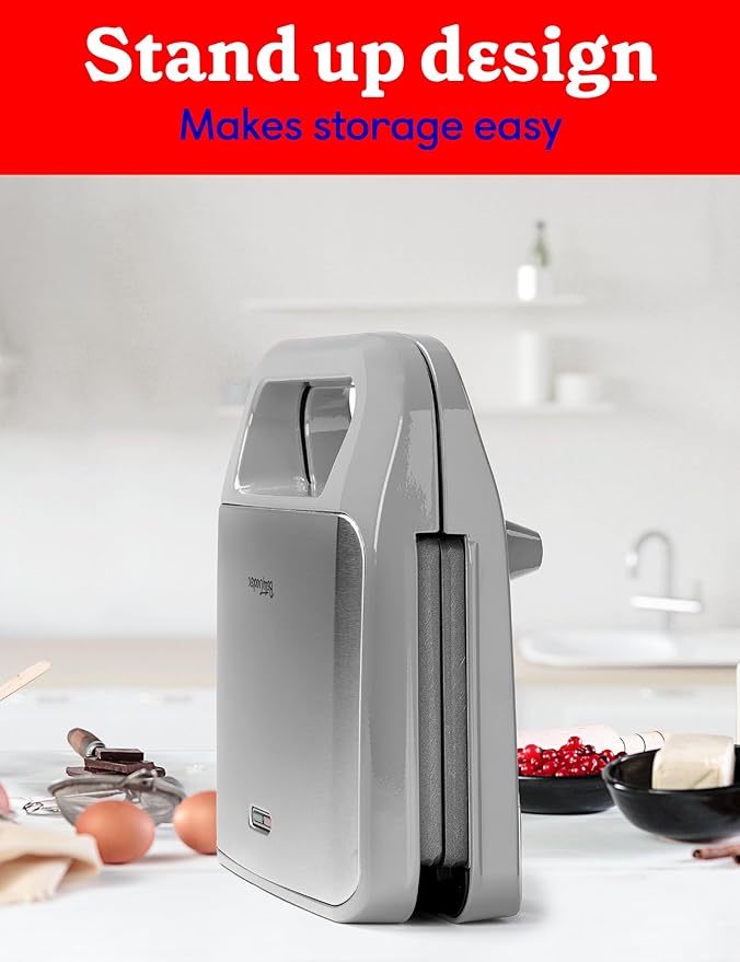 3-in-1 Indoor Grill, Sandwich/Panini Press & Waffle Maker Plus, Silver