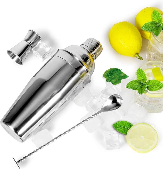 WPHUAW 24oz Cocktail Shaker Bar Set-Professional Margarita Mixer Drink Shaker Professional Stainless Steel Bar Tools Built-in Bartender Strainer for Martini Kit