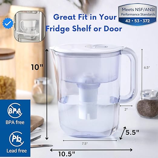 10-Cup Water Filter Pitcher with 5 Replacements & Electronic Change Reminder - Compatible Brita Water Pitcher Brita Filter Replacement