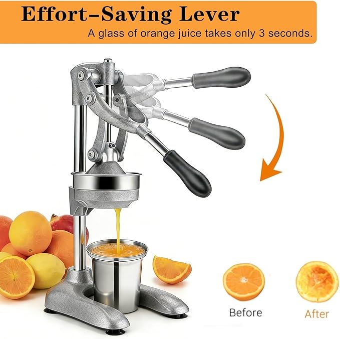 Cast Iron Juicer Commercial Grade Manual Citrus Juicer Heavy Duty Stainless Steel for Oranges Lemons Spout ﻿ Heavy Duty Hand Juicer Press