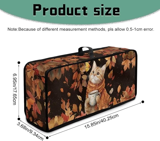 Thanksgiving Toaster Cover 2 Slice Water-Resistant Folding 2 Slice Slim Toaster Cover, Cat Maple Leaf Print Dustproof Protective Covers for Small Appliance