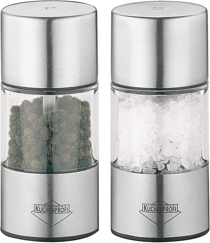 Kuchenprofi Vienna Salt and Pepper Set - Stainless Steel Grinder for Salt and Pepper (3.4 In x 1.5 In, Clear)