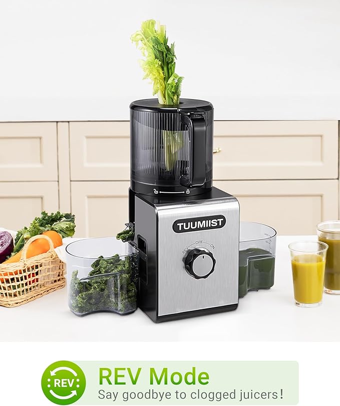Cold Press Juicer Machine, 6.5" Large Feed Chute Masticating Extractor, Easy to Clean for Whole Fruits & Vegetables, High Yield