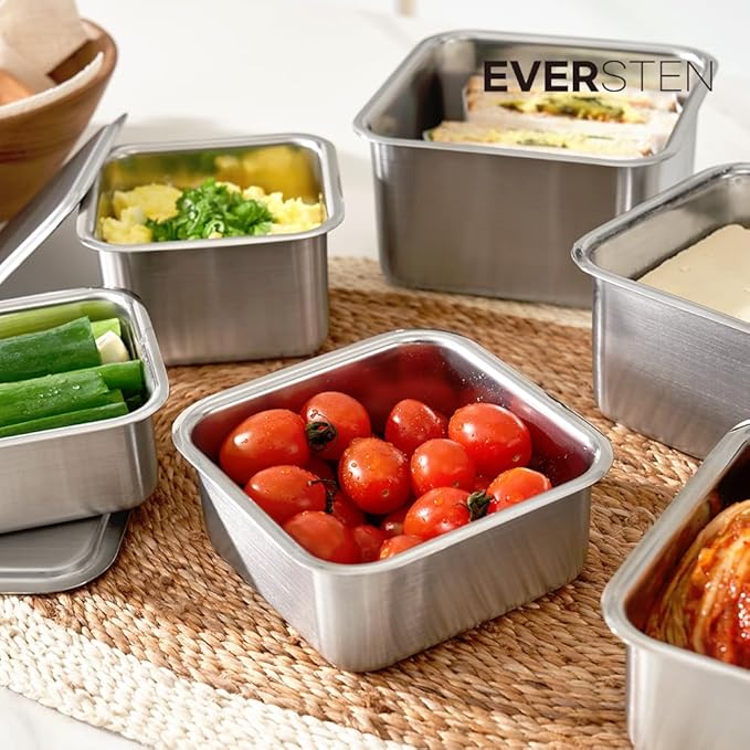CuBE Large 2PCS Set 1500ml 1050ml Stainless Steel Food Storage Containers With Lids and a Net Kitchen Appliances Dishwasher Safe Premium South Korea