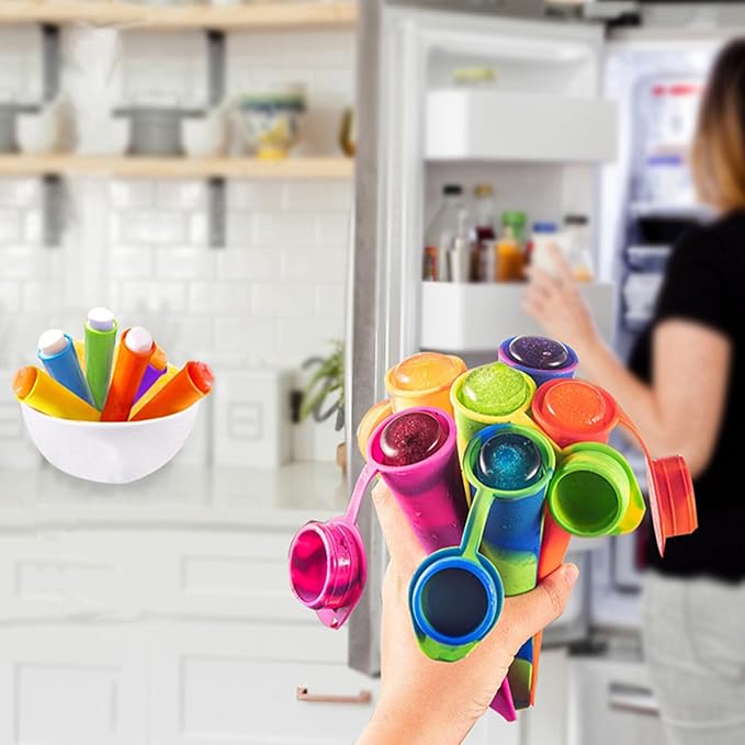6 Silicone Popsicle Tube Molds Coloruful 12 Cavity Popsicle Molds with 50 Sticks Poosicle Maker Blue