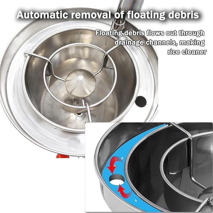 INTBUYING Commercial Rice Washer Kitchen Rice Washing Machine Hydraulic Pressure Type 44lbs Capacity,Rinse Rice, Mung Beans,Corn