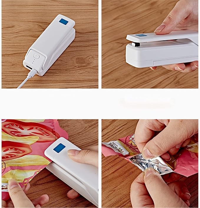 Handheld Heat Vacuum Sealer Mini Portable Sealer Small Household Plastic Bag Sealer Multifunctional Snack Sealer (Color : White, Size : 11.5x3.8x3.5cm)