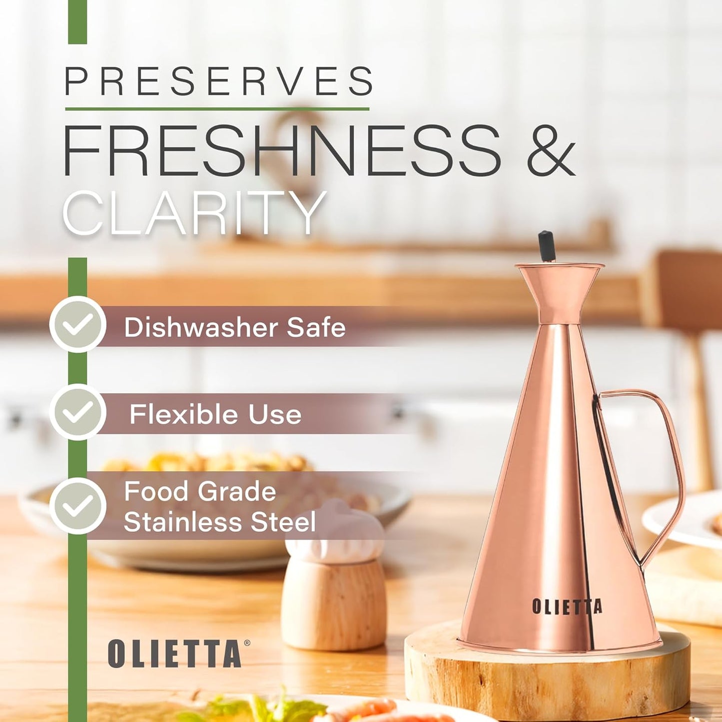 Olive Oil Dispenser Bottle Stainless Steel Non Drip Leak Proof No Mess Vinegar Pourer & Kitchen Drizzler 34 oz 1000ML 1 Litre Great for Pouring & Drizzling Easy to Clean & Leakproof