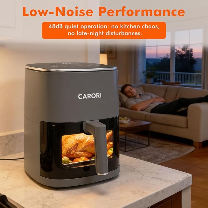 6Qt Air Fryer with Viewing Window, 12 Preset, Large Capacity, 400℉ Max Crisp, 1700W Quick Even Easy Meals, Nonstick Dishwasher Safe Basket, Bake Roast Dehydrate Reheat