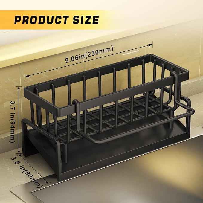 Kitchen Sink Drain Rack &Stainless Metal Sponge Rack, Metal Sponge Drain Holder Multifunctional Storage Rack for Home, Storage Organizer Household Essentials, Kitchen Gadgets