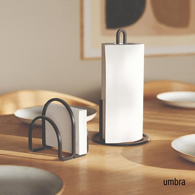 Umbra Squire Napkin Holder for Square and Rectangular Dinner, Cocktail, Luncheon Napkins, Modern Metal Design Looks Like Cast Iron, Black