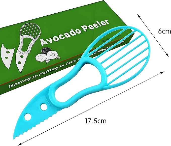 Avocado Slicer Tool 3 in 1, Avocado Pit Remover Kitchen Gadgets, Avocado Corer Tool, Fruit & Avocado Peeler Tools (Sky Blue)