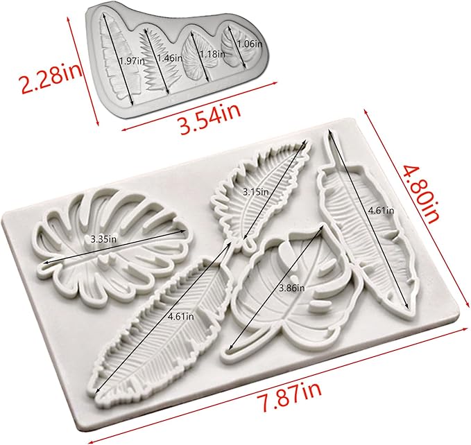 Large Turtle Leaf Fondant Molds,Acxydm 2PCS Leaf Molds Silicone,Palm Leaves Plantain Leaf Chocolate Molds Set,Tropical Plant Leaf Mold,3D Silicone Cake Mold for Making Sugar Craft,Cupcake,Cookies
