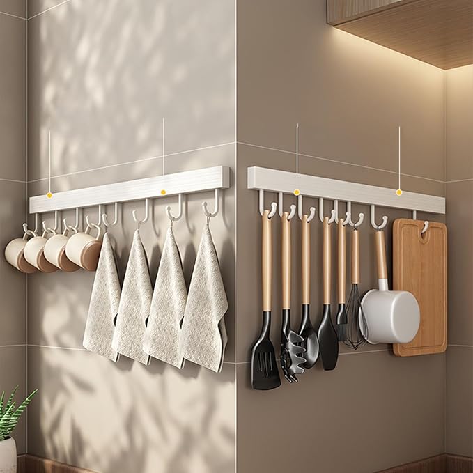 ZJchao Space Aluminum Kitchen Utensils Hanger Rack Organizer White (6 Hooks 30cm)