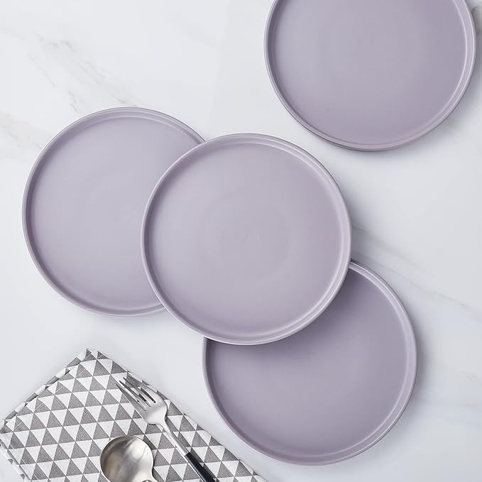 Stone Lain Cleo Stoneware 32-piece Round Dinnerware Set, Light Gray,Service For 8,Coupe - Celina