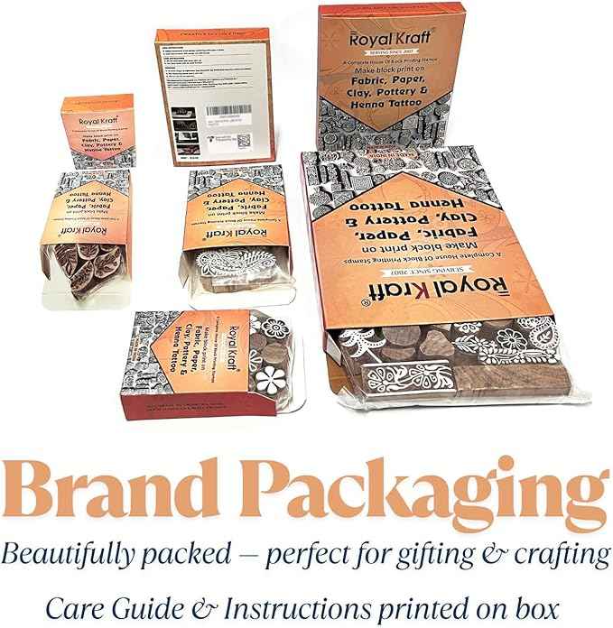 Royal Kraft Assorted Wooden Block Printing Stamps (Set of 25) Bulk01_25B
