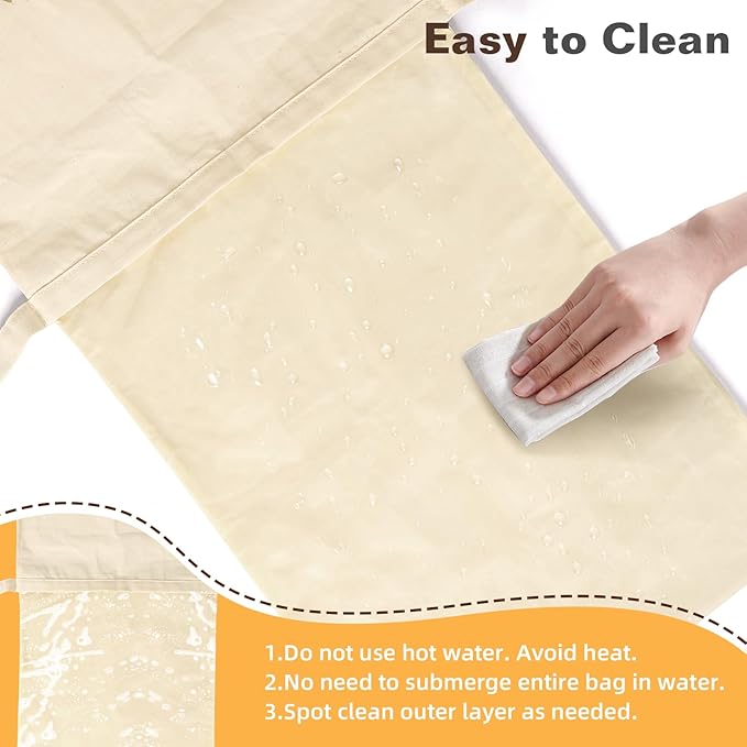 2 Pack XL Reusable Beeswax Bread Bags for Sourdough Baking, Organic Waxed Lined, Cotton Bread Bags for Homemade Bread, Food-Storage Bag to Keep Fresh