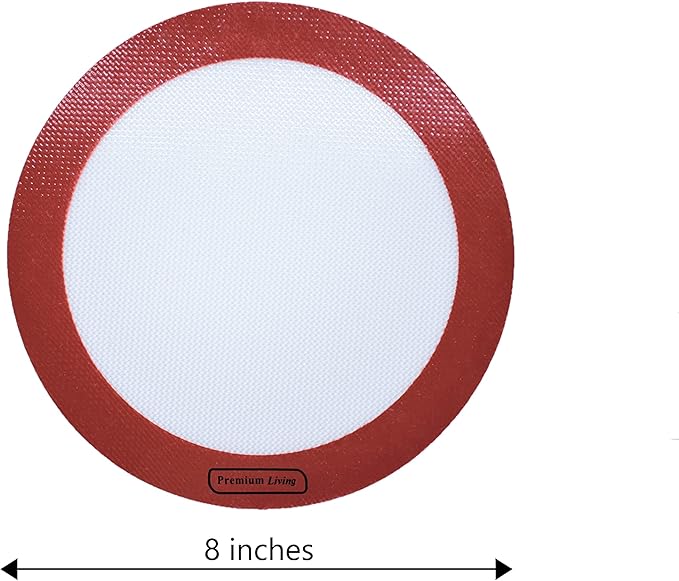 Round Silicone Baking mat for Cakes, Pastry, pies, 0.75 MM Thick, Reusable Baking Liner, Non-Stick, Easy Clean, Professional Grade (2, 8" Round)