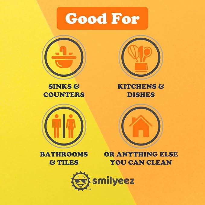 Smilyeez Caddy Combo, Sink Caddy, Smiling Handle, 2 Scrub Moji Sponges, Dishwand with 2 Mini Moji Sponges (Light Blue)