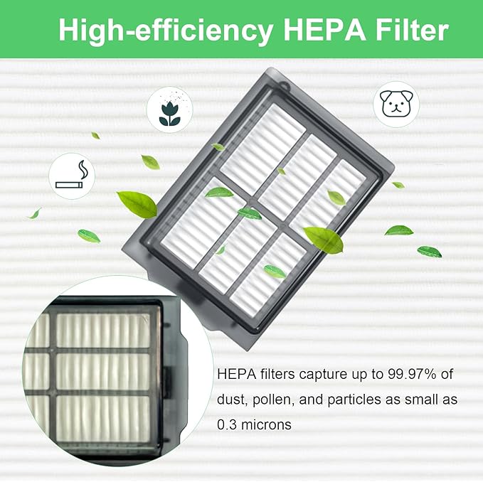 17 PCS Replacement Parts iRobot Roomba Plus 405 Combo/ 505 Combo Robot Vacuum Cleaner, Accessories Kit with 1 Main Brush, 4 Side Brushes, 4 HEPA Filters, 4 Mop Pads, 4 Dust Bags