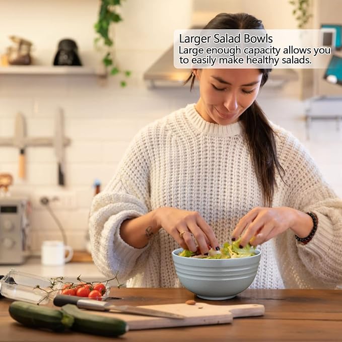 Homestockplus 【Set of 8】 Unbreakable Large Bowls,34 Oz Ramen Bowls BPA-Free Eco-Friendly Soup Bowl Set for Cereal, Salad, Soup, Ramen,Grains,Oatmeal Apply to Kitchen, Dishwasher & Microwave Safe