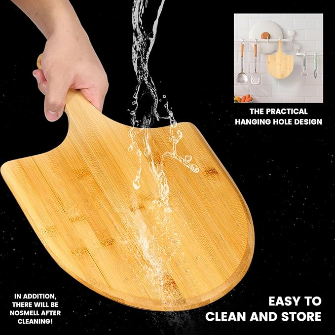 4Pack Natural Bamboo Pizza Spatula, Pizza Peel 11 Inch, Wooden Pizza Spatula Paddle Board for Home Pizza Cutting，Cheese, Bread,Fruit,Vegetable Oragaznie (4)