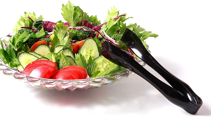 Supernal 72pcs Plastic Serving Utensils Heavy Duty Disposable Serving Tongs Black Disposable Serving Set 10" Spoons 10" Forks 6" Tongs Each 24pcs