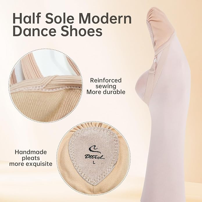 Half Soles Dance Shoes for Women Girls Men Lyrical Pirouette Ballet Canvas Shoes Turners Dance Shoes for Contemporary (Girls/Boys/Men/Adult)