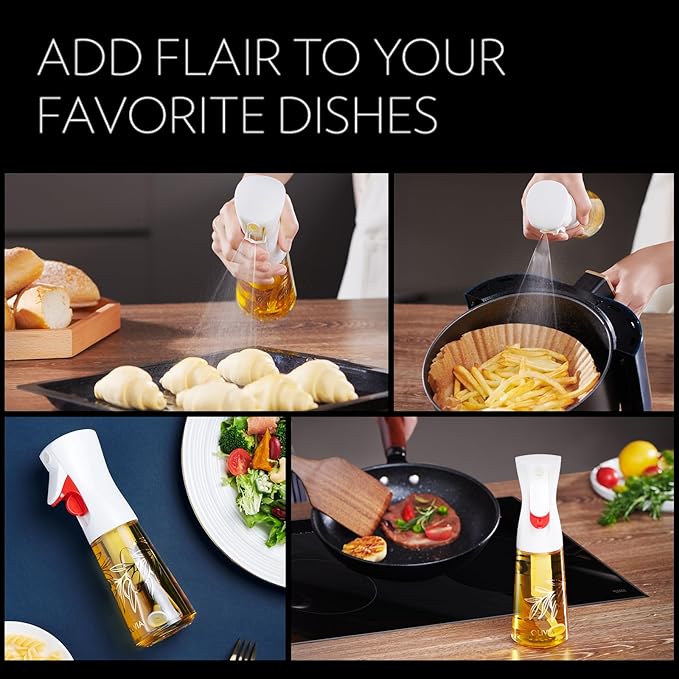 FLAIROSOL OLIVIA 130ml and 200ml Glass Oil Sprayer for Cooking, Continuous Spray with Portion Control