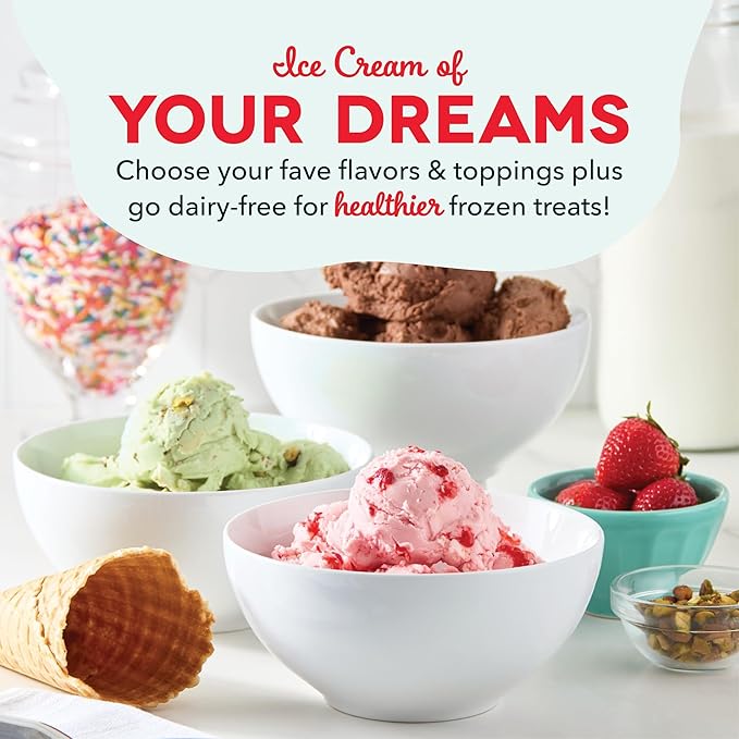 Dash Deluxe Gelato & Ice Cream Maker - HomeMade Dessert Maker with One-Touch Churning - Space-Saving Design & Easy to Clean - 2 Quarts, Aqua