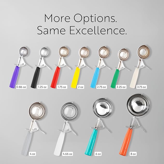 Restaurantware Met Lux 3.25 Ounce Portion Scoop 1 Trigger Release Cookie Scoop - With Green Handle Stainless Steel Disher For Portion Control Scoop Cookie Dough Cupcake Batter Or Ice Cream