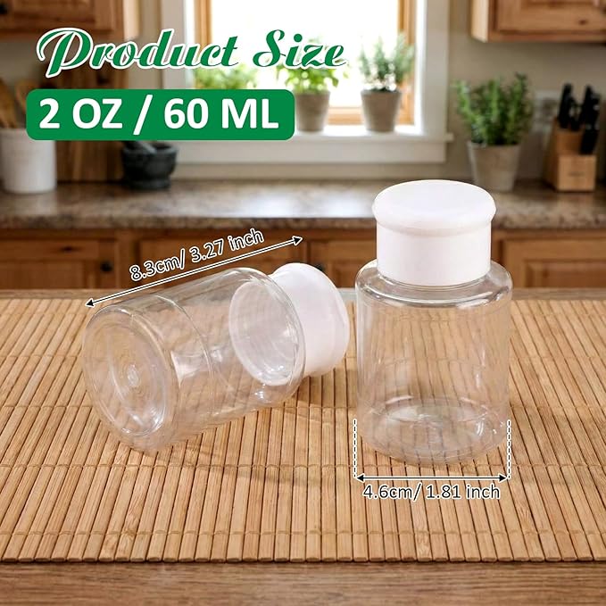 Amyhill 100 Pcs Plastic Spice Bottles Spice Jars with White Cap Seasoning Jars Shaker 2 Oz/ 60ml Clear Bottle Containers with Shaker Lids for Storing for Spices, Herbs, Powders, Glitters Supplies