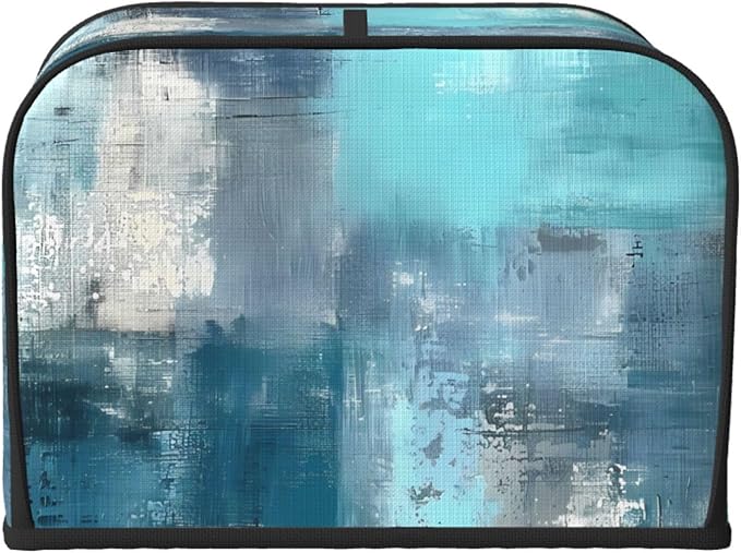 Toaster Cover 4 Slice Teal Turquoise Art Texture Waterproof Appliance Cover with Hang Loop Bread Baker Toaster Cover for Kitchen