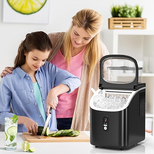Ice Cube Maker Antarctic Star Countertop Ice Machine, 2 Ways to Add Water, 30Lbs/24H, 16Pcs/13Mins, Self-Cleaning, Ice Scoop&Ice Basket, for Kitchen/Office/Bar (Black)
