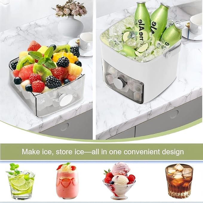 2 Pcs Ice Cube Tray with Lid & Bin