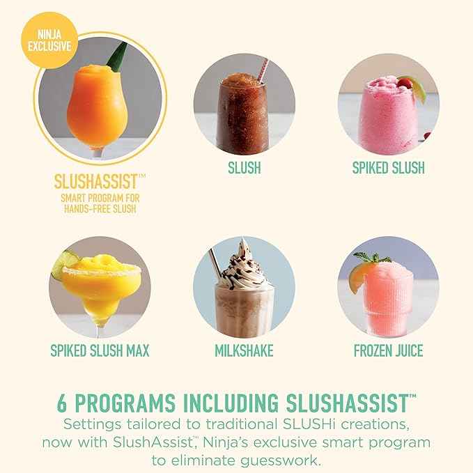 Ninja SLUSHi XL Smart Frozen Drink Maker & Slushi Machine | With SlushAssist Technology |128 oz. Capacity | Sodas, Margaritas, Frappes, Milkshakes & More | Crema | FS601BR