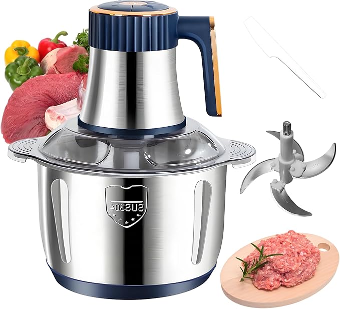 Electric Food chopper, Food Processors, Meat Grinder, 800W, 18/10 Stainless Steel, 3L Capacity,Vegetable Chopper,5-key Buttons,Quadruple-Layer 4 Blades,Suitable For Food processing and Chopping