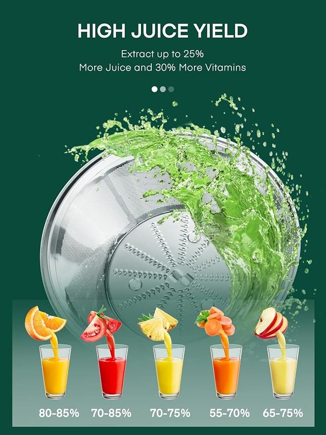 Juicer Machine, HOUSNAT Centrifugal Juicer,Extractor Max Power 800W Juice, 65MM Chute for Whole Fruit and Vegetables, Juice Extractor with 3 Speeds Quick Juicing, Easy to Clean, BPA Free, Green