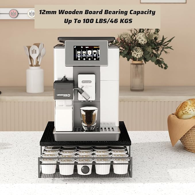 Sedegn Coffee Pod Holder Counter Coffee Vertuo Capsules Storage Organizer with Sliding Drawer Compatible For 35 K-Cup Pods No Assembly Needed Black