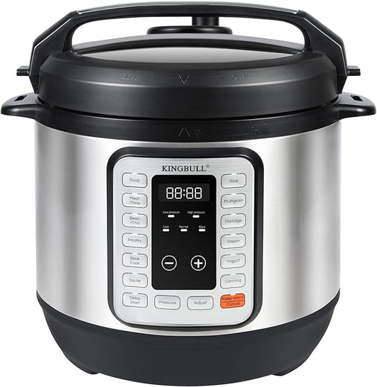 KINGBULL 12-in-1 Electric Pressure Cooker, Instant Multi-Use Non-Stick Pot, Slow Cooker, Rice Cooker, Steamer, Sauté, Yogurt Maker, Warmer &Delay Start,LED Screen& Manual(8QT)