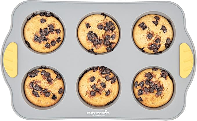 Restaurantware Silicone Baking Molds Pack of 40 Non-Stick Muffin Molds with Handles 6 Compartments, Oven-Friendly Dishwashable Freezer-Friendly Heat-Resistant Gray Silicone Cupcake Muffin Pans