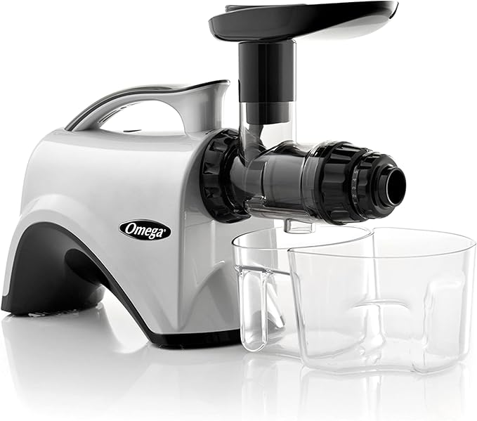 Omega NC800HDS Cold Press Juicer Machine, Vegetable and Fruit Juice Extractor and Nutrition System, Dual-Stage Slow Masticating Juicer, 150 W, Manual, Silver