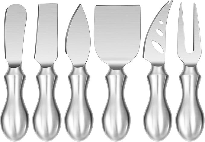 WoneNice Cheese Knife Set, 6-Piece Stainless Steel Knives for Charcuterie, Gift Ready