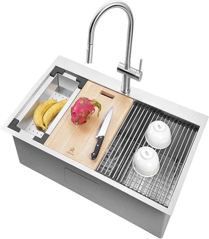 STARSTAR Stainless Steel Colander For Workstation Kitchen Sink (Black Cover, 17.5/8 W - 8.75 L)