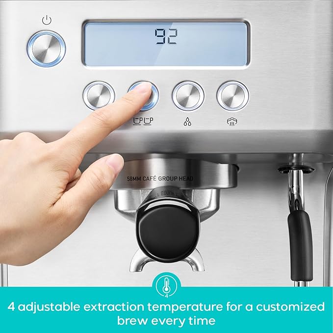 CASABREWS Ultra Espresso Machine with LCD Display, Espresso Maker with Powerful Milk Frother, Customizable Brewing Temperature, Provides Barista-Level Lattes and Cappuccinos, Gift for Men & Women