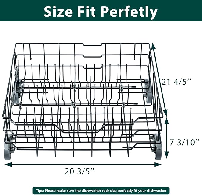 WD28X25960 Dishwasher Lower Rack Replacement Parts for GE Lower Dishrack Drawer Tray Rack 21.8’’ x 20.6’’ x 7.3’’ GE PDW7880G00SS GDWT368V55SS Profile Dishwasher Bottom Dish Rack Assembly 1 Pcs