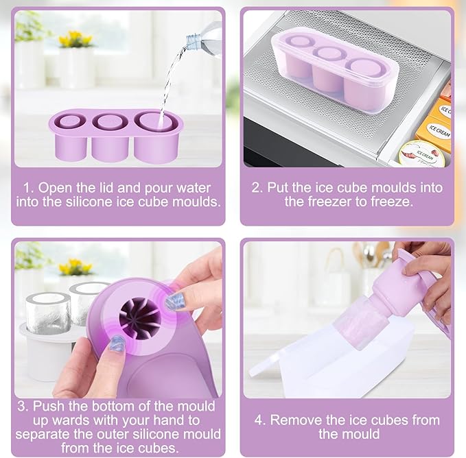 Silicone Ice Mold for 20-40oz Large Tumbler, Long Ice Stick Tray for Wide Mouth Travel Mug & Insulated Cup, Slow-Release Ice Cylinder Maker for Cold Drinks, Easy Pop Reusable Ice Block Mold