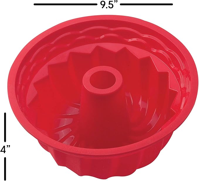 Mrs. Anderson's Baking Silicone Fluted Cake Pan for 9-Inch Cakes, Non-Stick European-Grade Silicone