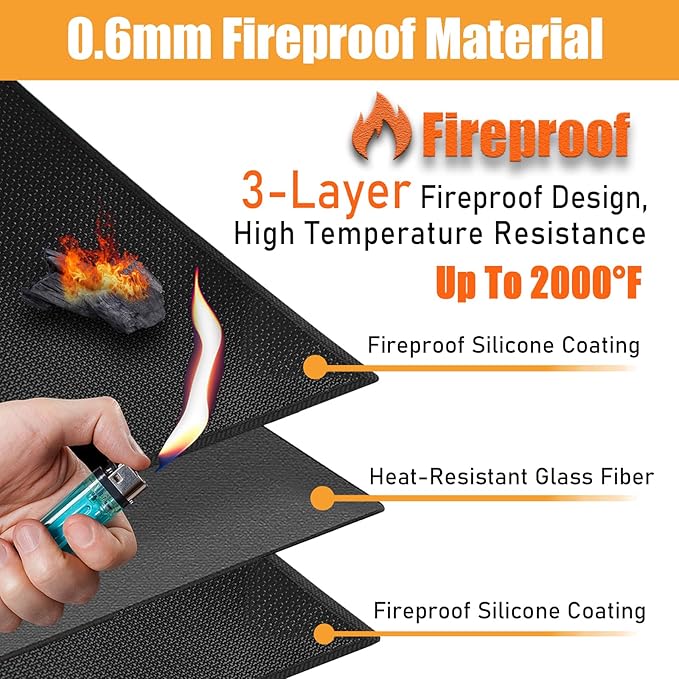 TOHONFOO 90 x 48 in Extra Large Grill Mat for Outdoor Grill - Grilling Mats for Outdoor Grill to Protect The Deck, Patio, Pavers - Easy to Clean BBQ Mats - 0.6mm