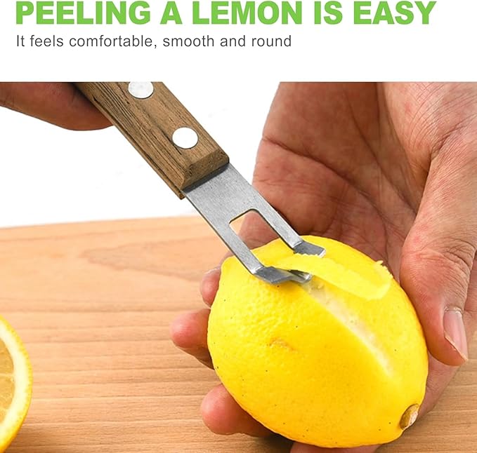 1Pc Lemon Zester and Channel Knife, Walnut Wood and Stainless Steel Bar Tool for Bartenders, Versatile Tool and Peeler for Cocktails
